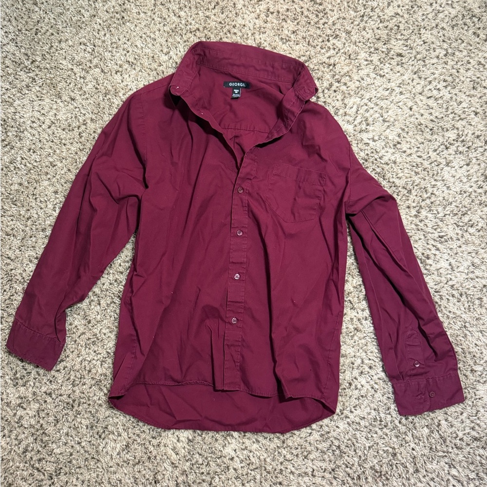 George Boys Burgundy Button-Down Shirt